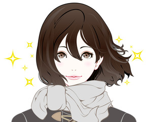 女性の表情 / 冬服 / 期待 / なびく髪