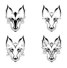 Line Art portraits of an animals. Decorative Wolf Head. 
