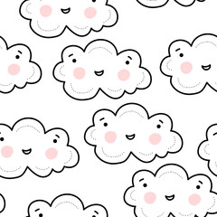 Smiling White Clouds Pattern