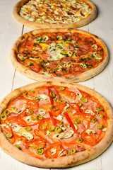 Take away food with various ingredients and crunchy edges
