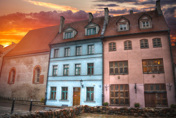 old houses on Riga street. Latvia