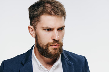 Business man with beard on white isolated background