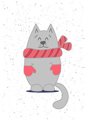 Card template with cute cat.