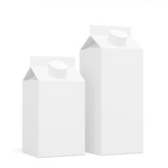 Milk, juice blank carton package box, isolated on white background, 3D rendering