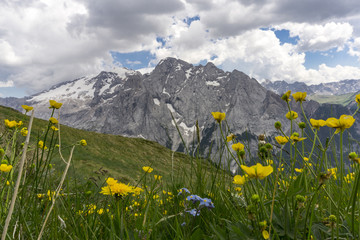 Beautiful scenery of the Marmolada Massif. Dolomites. Italy.