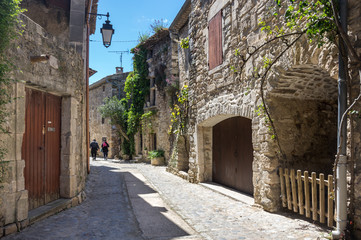 The medieval street of Aigueze - obrazy, fototapety, plakaty