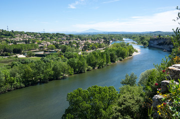 Fototapeta na wymiar Panoramic view of Ardeche river