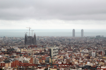 A panoramic view of Barcelona from Guell Park