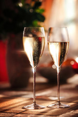two champagne glasses