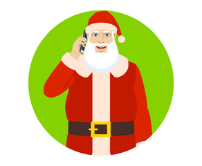 Santa Claus talking on the mobile