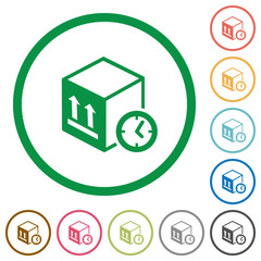 Package shipping time flat icons with outlines