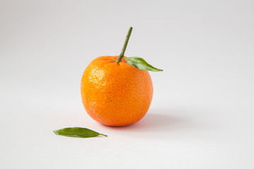 orange tangerine with leaf