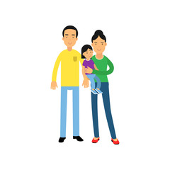 Fototapeta premium Young parents standing with their little daughter, happy family concept vector Illustration