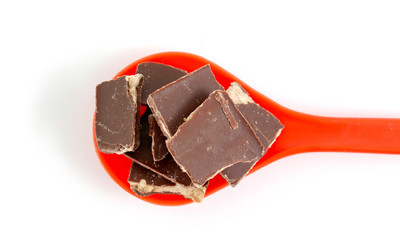 close up a chocolate bar isolated on white background