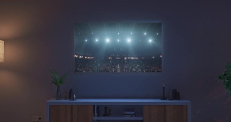 Professional basketball stadium on tv set in a living room - Powered by Adobe