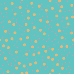 Blue Fun Hand Drawn Dots Asymmetrical Seamless Pattern, Dotted Swiss