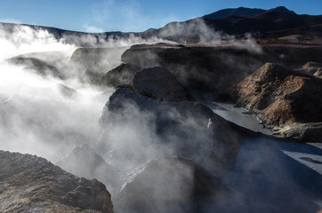 Geyser Sol de Manana, Potosi department, Euardo Avaroa natural reserve, south Bolivia