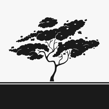 Vector Illustration Silhouette Stencil Tree
