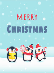 Penguins with Christmas gifts