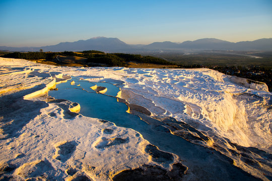 Beatiful sunset in Pamukkale valley