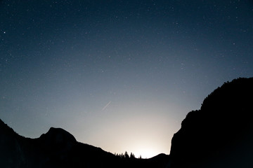The Moon Rising with Stars in Yosemite Valley
