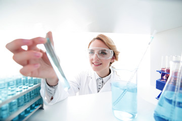 closeup.portrait of doctor biologist in the lab.