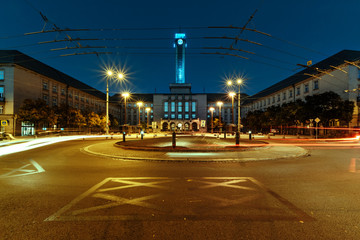 Plakat City hall and Prokes Square in the evening
