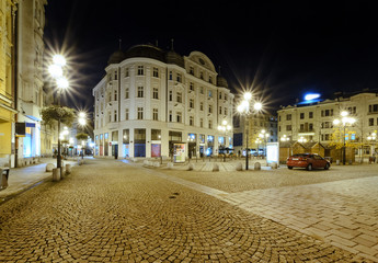 Fototapeta na wymiar Square in the center of Ostrava, Czech republic