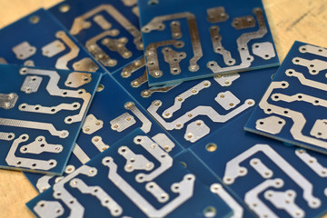 computer circuit Board closeup blue