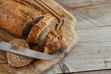 Wholemeal Bread on a Wooden Table