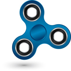 Blue fidget spinner, stress relief toy, vector illustration