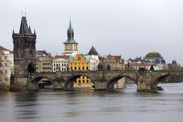 Fototapeta na wymiar View on Prague Old Town with Charles Bridge, Czech Republic