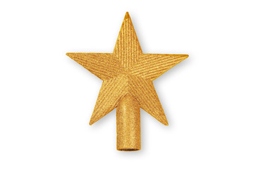 Golden Christmas star, Christmas ornament  isolated on white