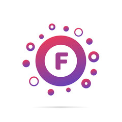 Letter F with dots. Logo design vector illustration isolated on white background