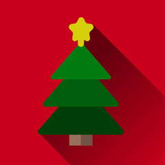 Christmas tree with decorations star flat icon for apps and websites. Vector illustration EPS