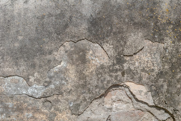 old chipped plaster on the concrete wall, abstract concrete, gray texture, background