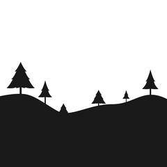 Black landscape with trees