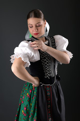 Slovakian folklore. Traditional costume..