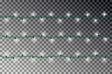 Christmas light decoration. Realistic garland vector. Light string effect.