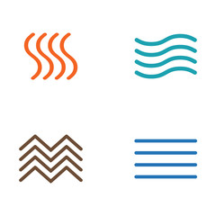 Vector illustration of four elements icons, line symbols. Logo template. Wind, fire, water, earth symbol. Pictograph.