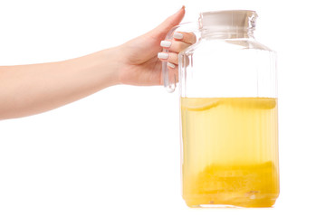 Decanter with a lemonade of hands