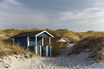 A changing cabin on a beach - obrazy, fototapety, plakaty