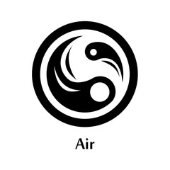 Vector illustration of air element icon, line round symbols. Logo template. Wind symbol. Pictograph.