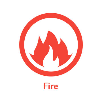 Vector illustration of fire element icon, line round symbols. Logo template. Flame symbol. Pictograph.