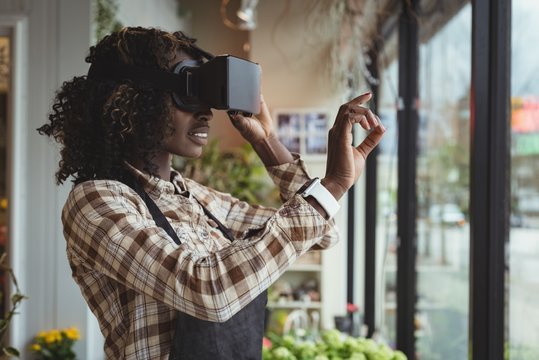 Female florist virtual reality headset
