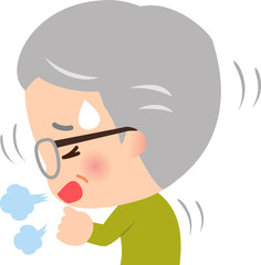 咳き込むシニア男性