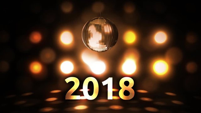 2018 New Years Eve Celebration background spinning Disco Ball Nightclub