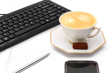 coffee Cup on Desk with MacBook