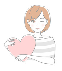 ハートを持つ女性