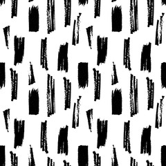 Abstract seamless hand drawn pattern. Modern grunge texture. Monochrome marker painted background. Texture with black strokes.